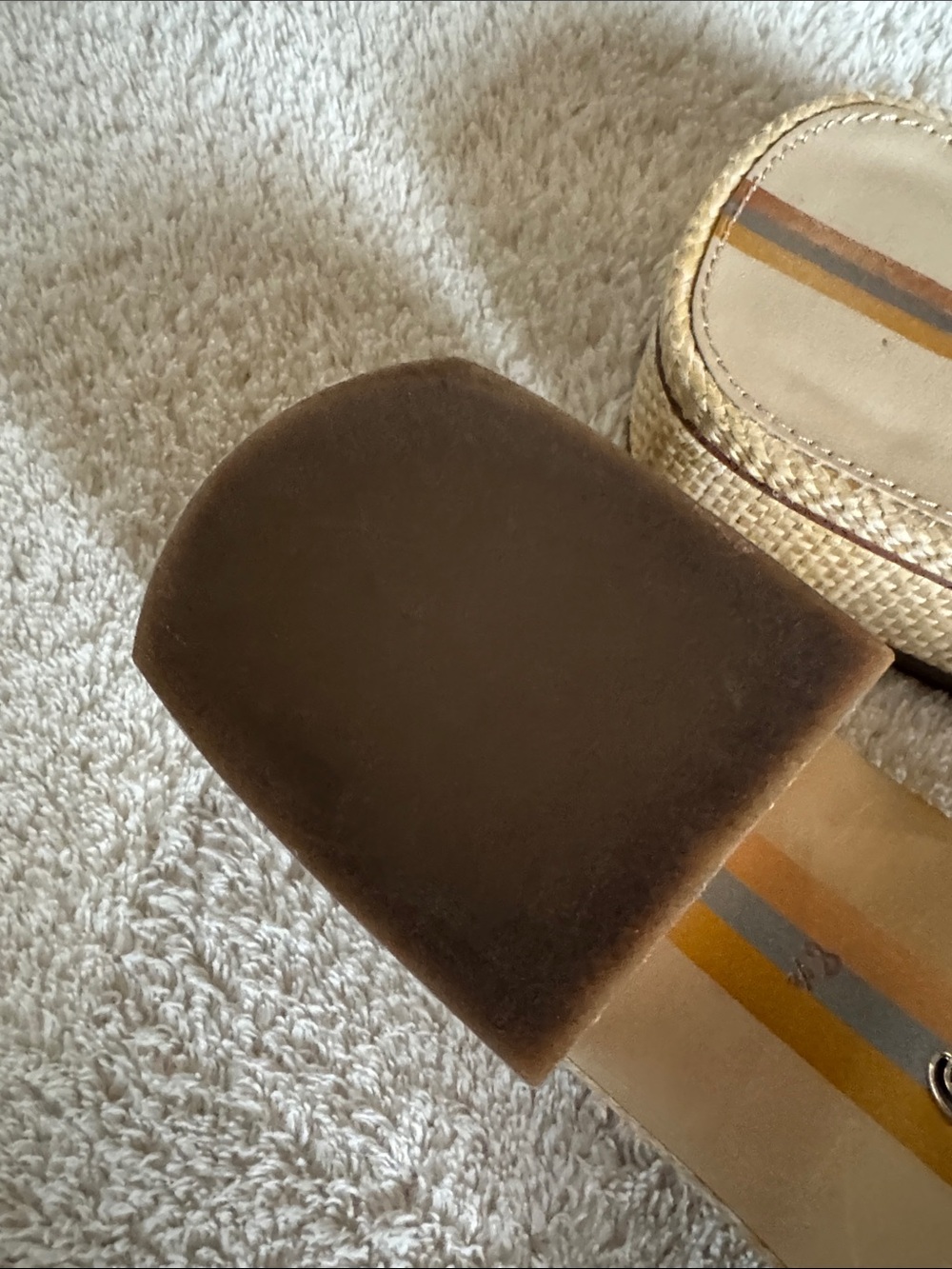 Sam Edelman Beige Straw Slide Mules with Beaded Buckle - Picture 4 of 6